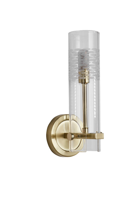 Searchlight Electric Scope Bathroom Wall Light - Satin Brass & Clear Etched Glass 27981SB
