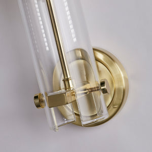 Searchlight Electric Scope Bathroom Wall Light - Satin Brass & Clear Etched Glass 27981SB