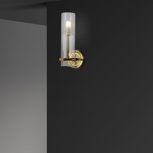 Searchlight Electric Scope Bathroom Wall Light - Satin Brass & Clear Etched Glass 27981SB