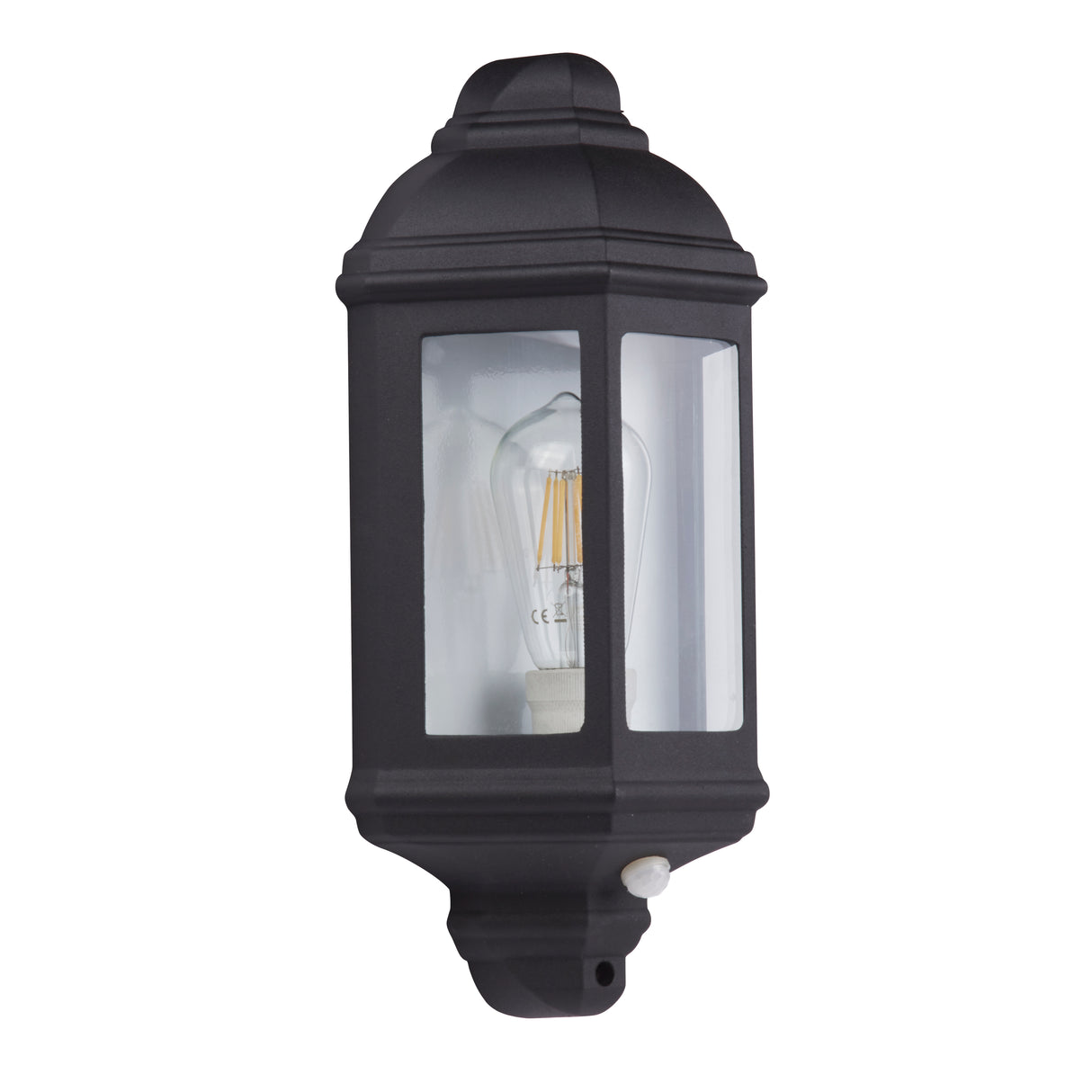 Searchlight Electric Maine  Outdoor Wall Light - Black Metal & Clear Glass 280BK-PIR