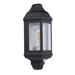 Searchlight Electric Maine  Outdoor Wall Light - Black Metal & Clear Glass 280BK-PIR