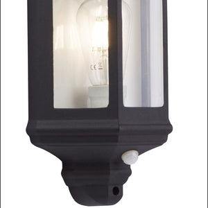 Searchlight Electric Maine  Outdoor Wall Light - Black Metal & Clear Glass 280BK-PIR
