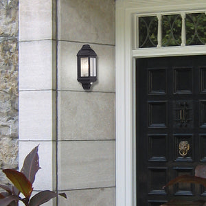 Searchlight Electric Maine  Outdoor Wall Light - Black Metal & Clear Glass 280BK-PIR