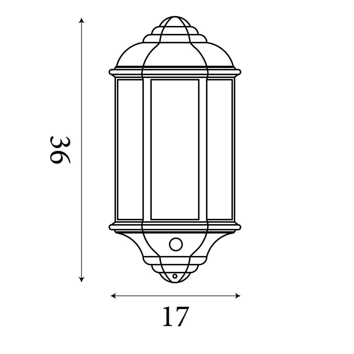 Searchlight Electric Maine  Outdoor Wall Light - Black Metal & Clear Glass 280BK-PIR