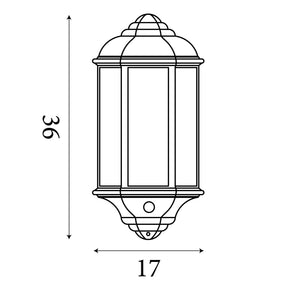 Searchlight Electric Maine  Outdoor Wall Light - Black Metal & Clear Glass 280BK-PIR