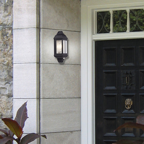 Searchlight Electric Maine  Outdoor Wall Light - Black Metal & Clear Glass 280BK