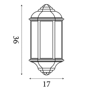 Searchlight Electric Maine  Outdoor Wall Light - Black Metal & Clear Glass 280BK