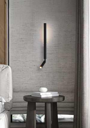 Searchlight Electric Architect LED Wall Light with Reading Arm, Black Metal 28127BK