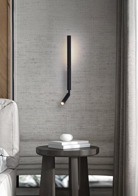 Searchlight Electric Architect LED Wall Light with Reading Arm, Black Metal 28127BK