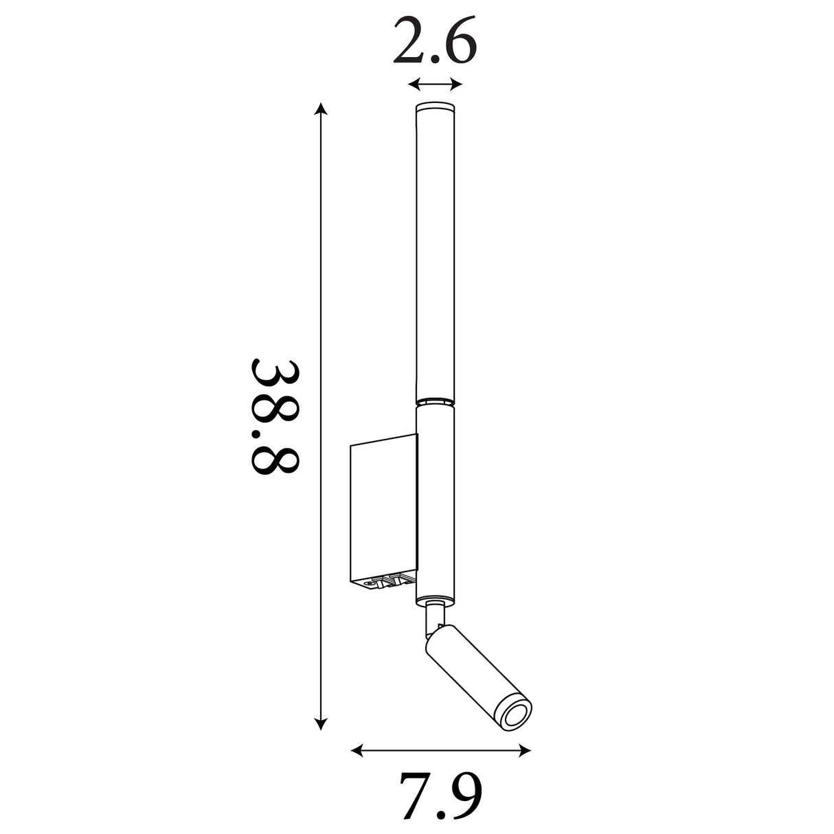 Searchlight Electric Architect LED Wall Light with Reading Arm, Black Metal 28127BK