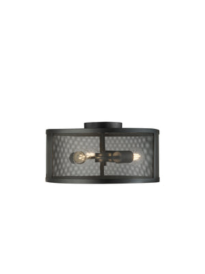 Fishnet 3Lt Flush - Matt Black Metal & Mesh Shade