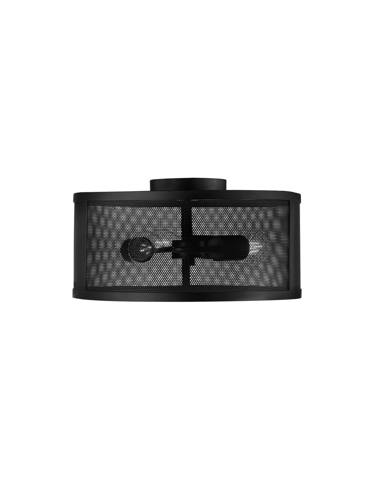 Searchlight Electric Fishnet 3Lt Flush - Matt Black Metal & Mesh Shade 2843-3BK