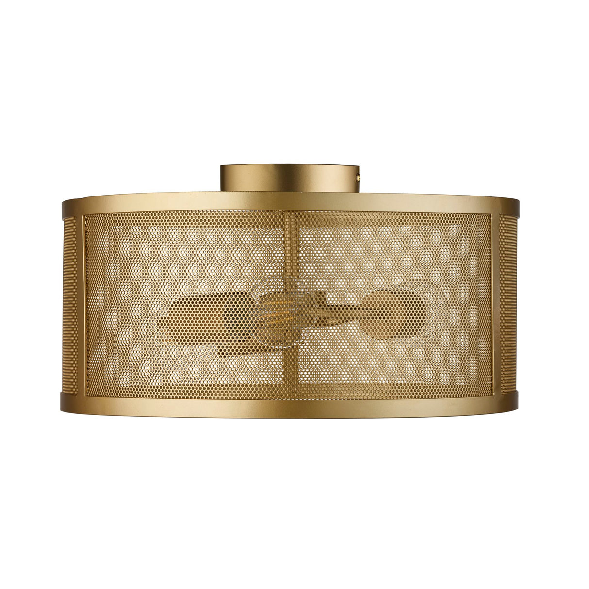 Searchlight Electric Fishnet 3Lt Flush - Matt Gold Metal & Mesh Shade 2843-3GO