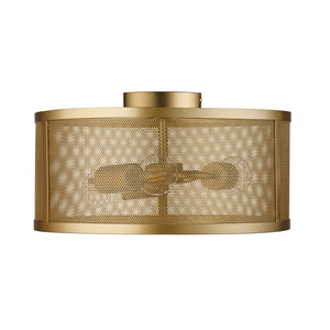 Searchlight Electric Fishnet 3Lt Flush - Matt Gold Metal & Mesh Shade 2843-3GO