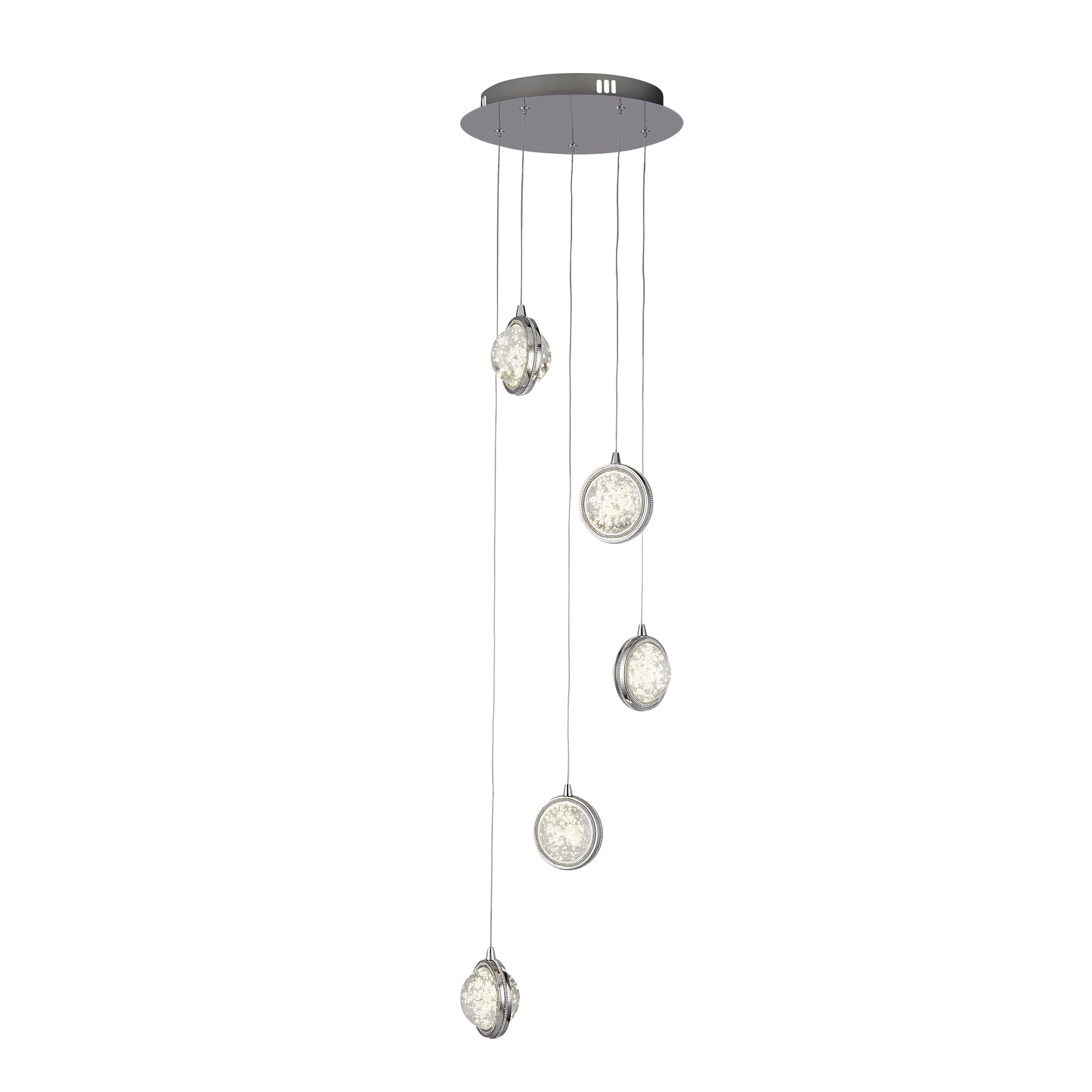 Quartz 5Lt Ceiling Pendant - Chrome & Bubble Glass