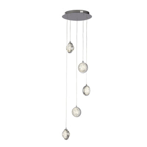 Quartz 5Lt Ceiling Pendant - Chrome & Bubble Glass