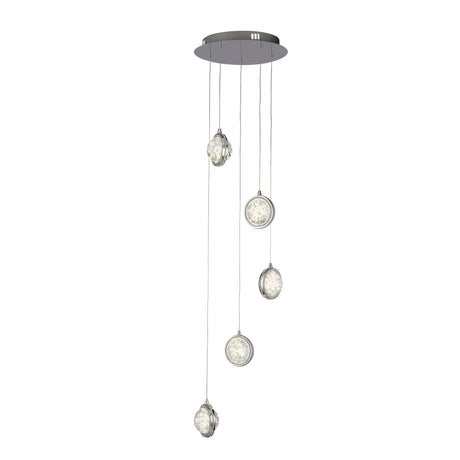 Quartz 5Lt Ceiling Pendant - Chrome & Bubble Glass