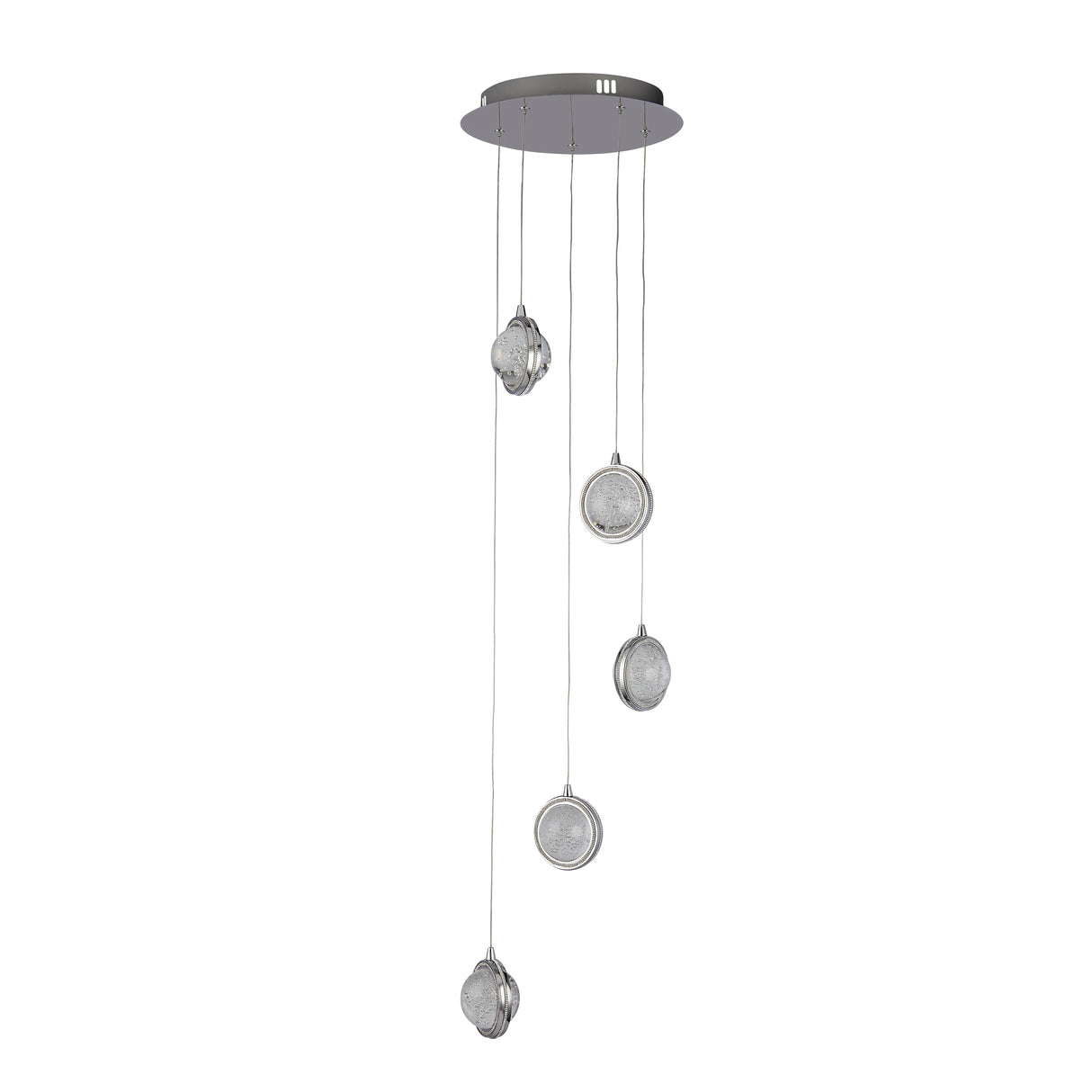 Searchlight Electric Quartz 5Lt Ceiling Pendant - Chrome & Bubble Glass 28701-5CC