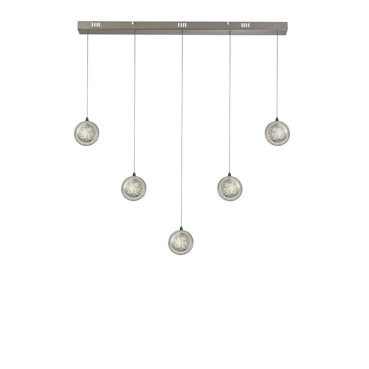 Quartz 5Lt Bar Ceiling Pendant - Chrome & Bubble Glass