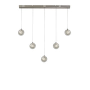 Quartz 5Lt Bar Ceiling Pendant - Chrome & Bubble Glass