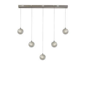 Quartz 5Lt Bar Ceiling Pendant - Chrome & Bubble Glass