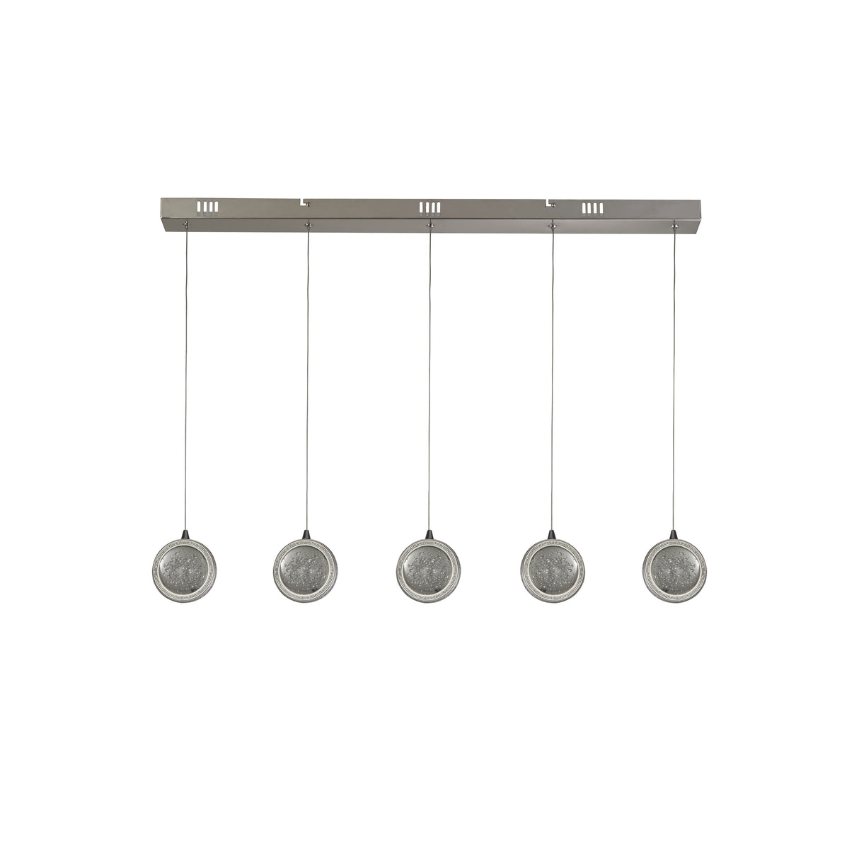 Searchlight Electric Quartz 5Lt Bar Ceiling Pendant - Chrome & Bubble Glass 28702-5CC