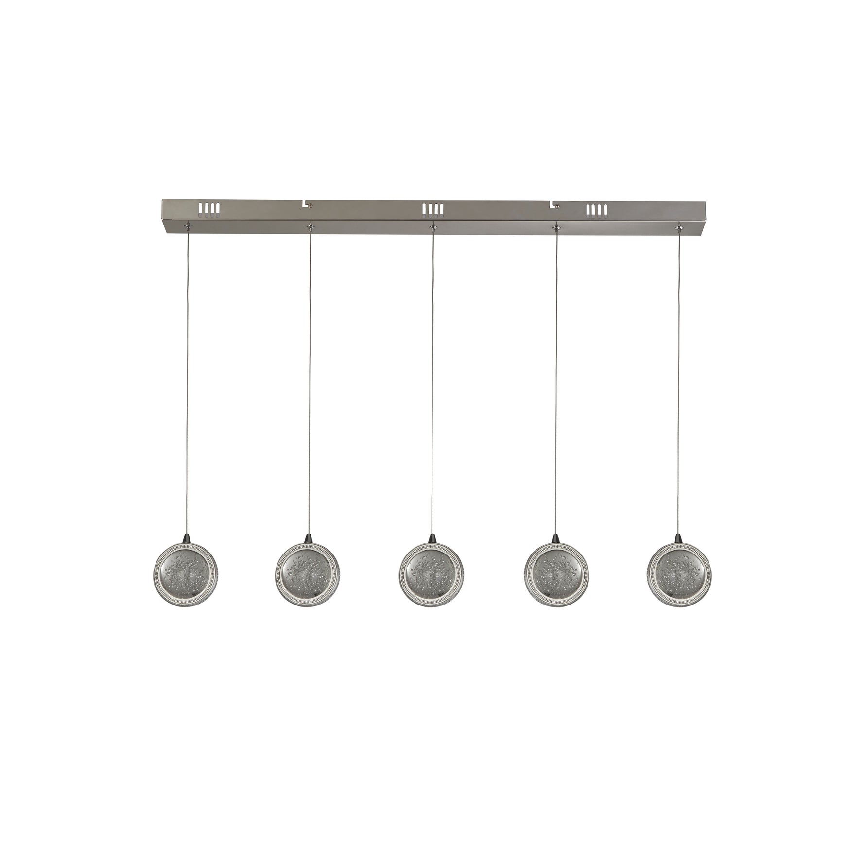 Searchlight Electric Quartz 5Lt Bar Ceiling Pendant - Chrome & Bubble Glass 28702-5CC