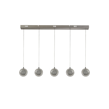 Searchlight Electric Quartz 5Lt Bar Ceiling Pendant - Chrome & Bubble Glass 28702-5CC