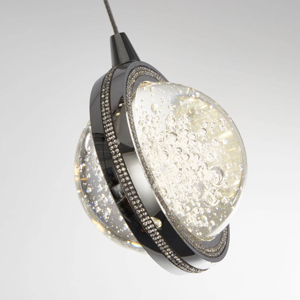 Searchlight Electric Quartz 5Lt Bar Ceiling Pendant - Chrome & Bubble Glass 28702-5CC