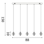 Searchlight Electric Quartz 5Lt Bar Ceiling Pendant - Chrome & Bubble Glass 28702-5CC