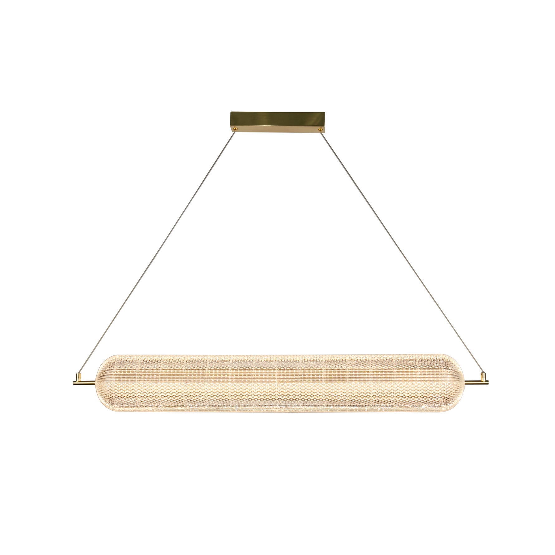 Capsule LED Convertible Pendant, Satin Brass Metal and Acryl