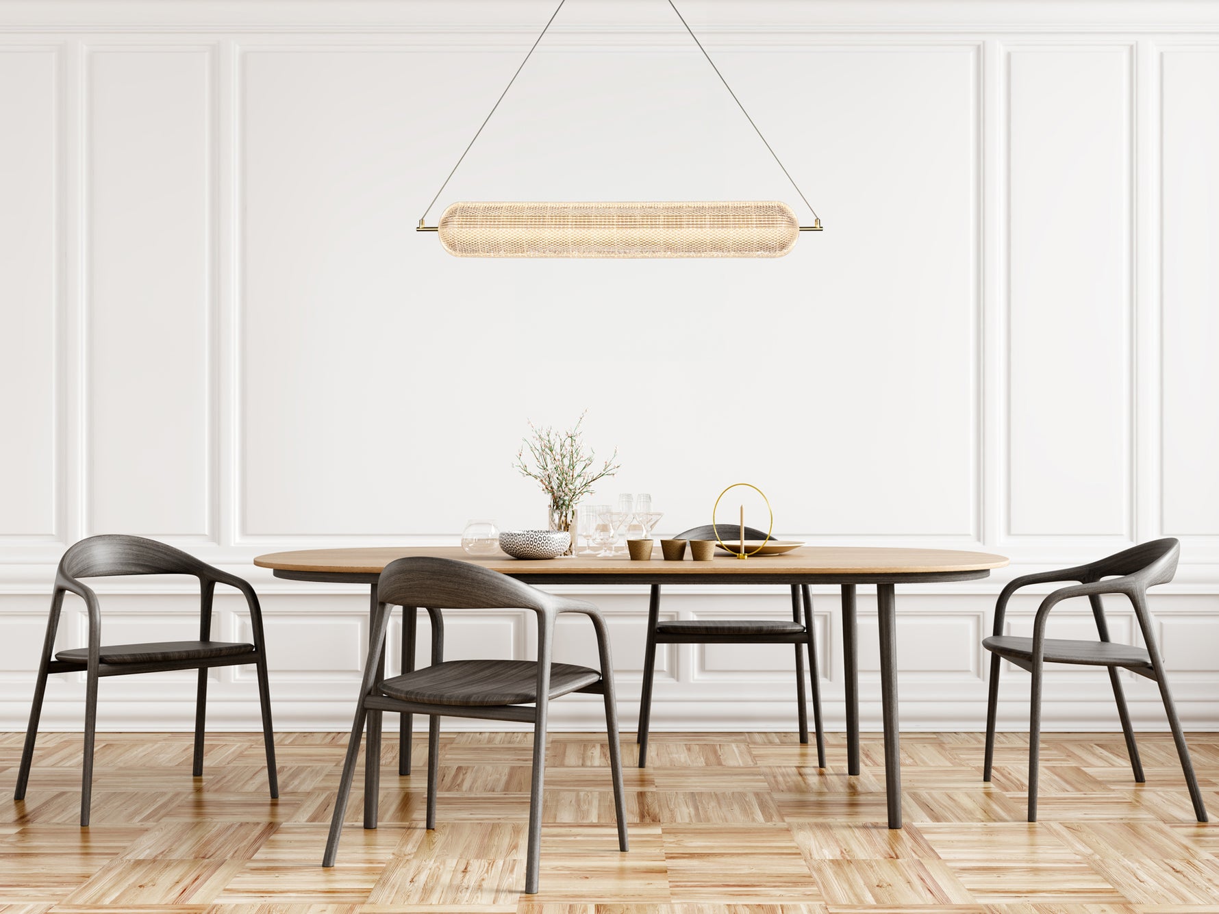 Searchlight Electric Capsule LED Convertible Pendant, Satin Brass Metal and Acryl 28800SB