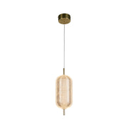 Capsule LED Pendant, Satin Brass Metal and Acrylic Shade