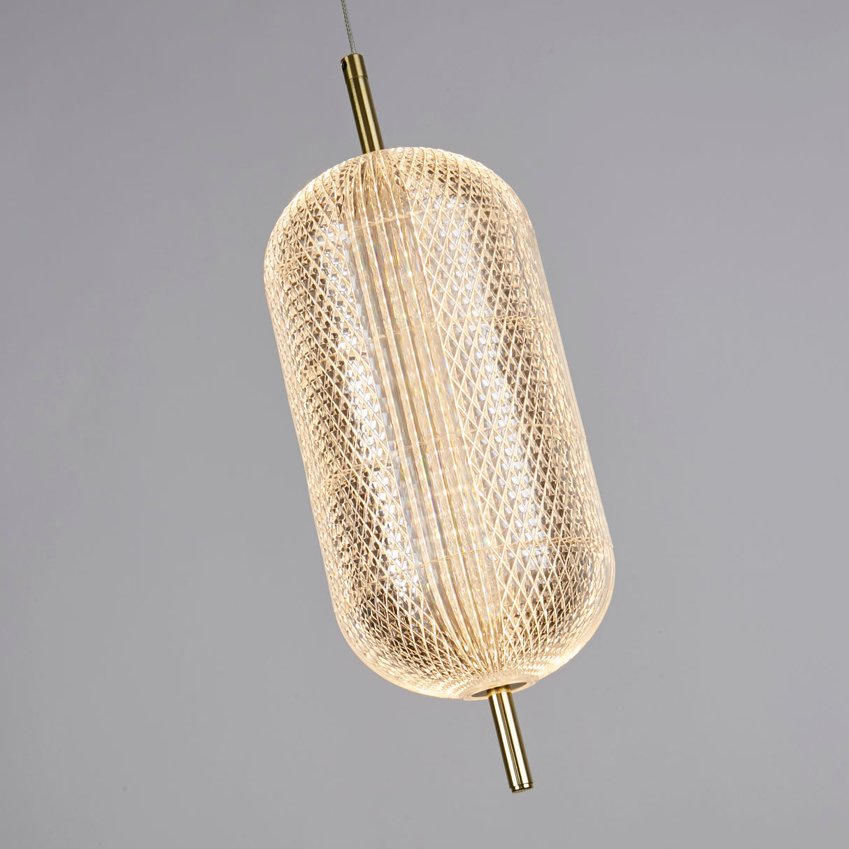 Searchlight Electric Capsule LED Pendant, Satin Brass Metal and Acrylic Shade 28803SB