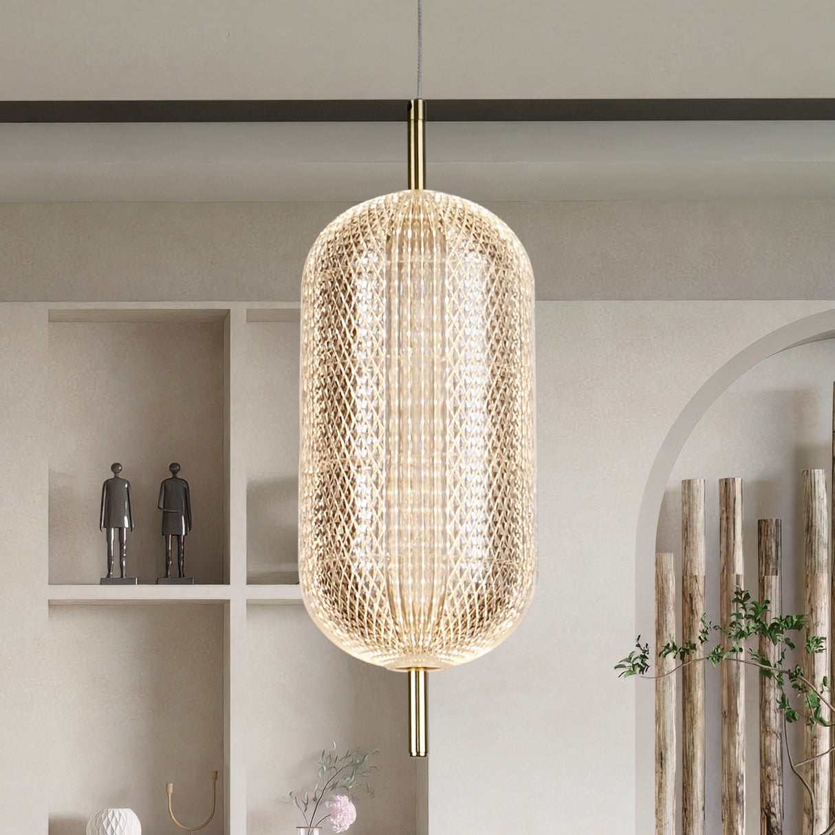 Searchlight Electric Capsule LED Pendant, Satin Brass Metal and Acrylic Shade 28803SB