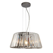 Tiara 5Lt Pendant to Semi-Flush - Chrome Metal & Clear Glass