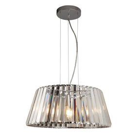 Tiara 5Lt Pendant to Semi-Flush - Chrome Metal & Clear Glass