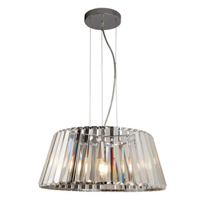 Tiara 5Lt Pendant to Semi-Flush - Chrome Metal & Clear Glass