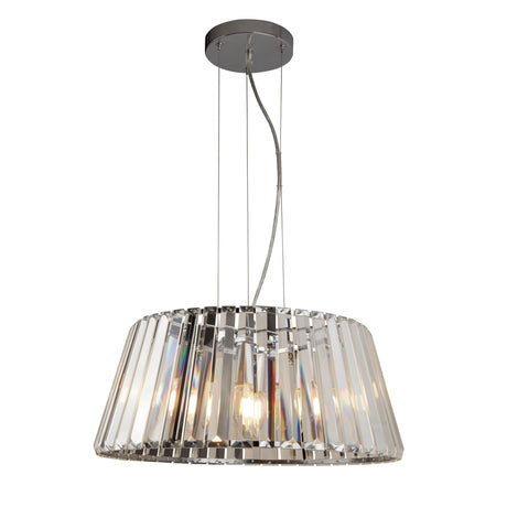 Tiara 5Lt Pendant to Semi-Flush - Chrome Metal & Clear Glass