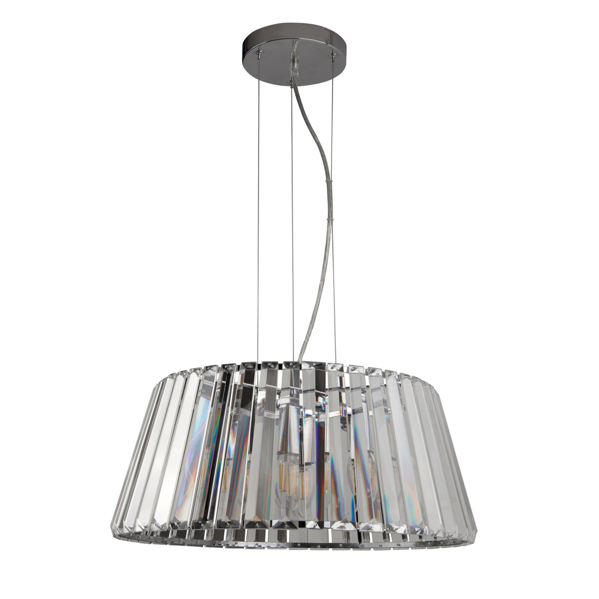 Searchlight Electric Tiara 5Lt Pendant to Semi-Flush - Chrome Metal & Clear Glass 2895-5CC