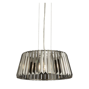 Tiara 5Lt Pendant to Semi-Flush- Chrome Metal & Smoked Glass