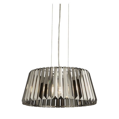 Tiara 5Lt Pendant to Semi-Flush- Chrome Metal & Smoked Glass