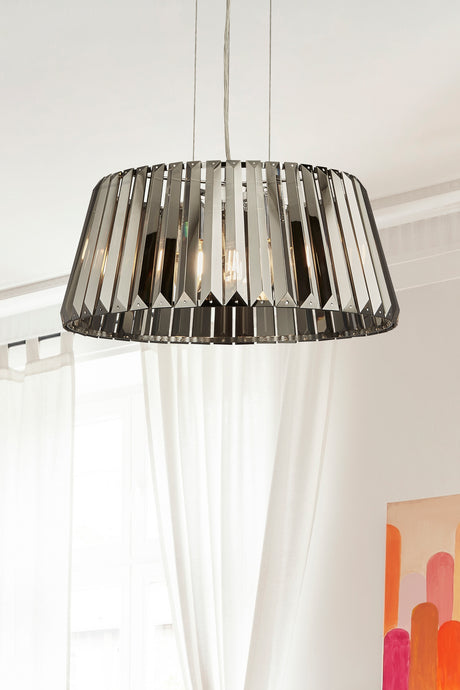 Searchlight Electric Tiara 5Lt Pendant to Semi-Flush- Chrome Metal & Smoked Glass 2895-5SM