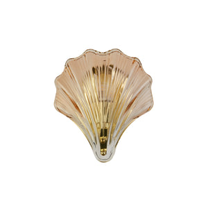 Searchlight Electric Shell 1Lt Wall Light, Satin Brass Metal & Amber Glass IP44 28980SB