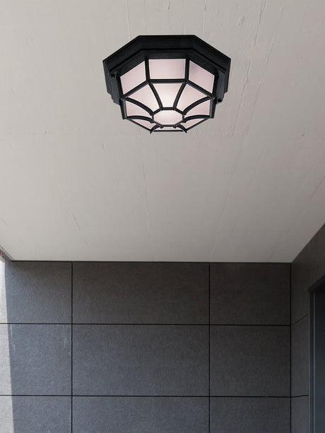Searchlight Electric Vermont Outdoor Wall/Ceiling Light - Black Metal & Glass 2942BK