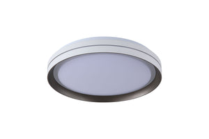 Searchlight Electric Saucer LED Flush, White and Latte Metal 29612-39WH