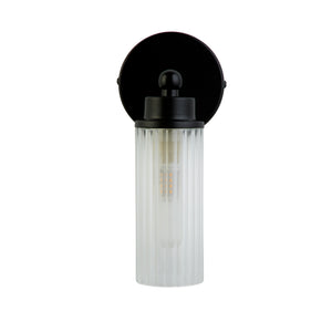 Searchlight Electric Imperial 1Lt Wall Light, Matt Black Metal & Clear Ribbed Gla 29981BK