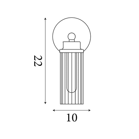 Searchlight Electric Imperial 1Lt Wall Light, Matt Black Metal & Clear Ribbed Gla 29981BK