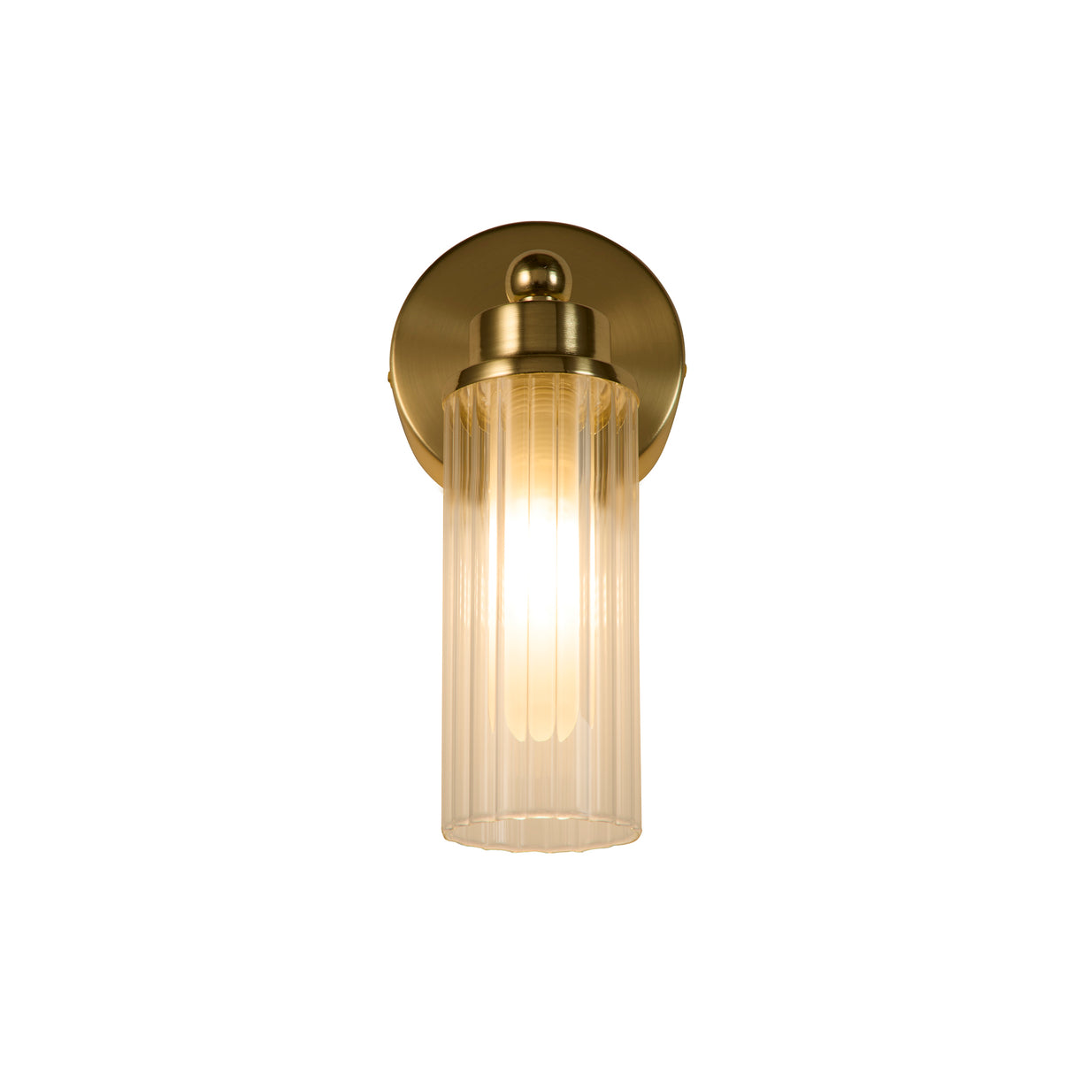 Imperial 1Lt Wall Light, Satin Brass Metal & Clear Ribbed Gl