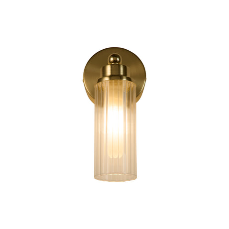 Imperial 1Lt Wall Light, Satin Brass Metal & Clear Ribbed Gl
